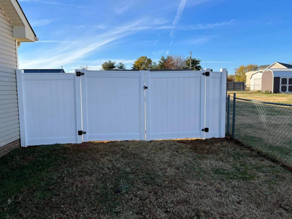 Double Gate Vinyl Fence Installation