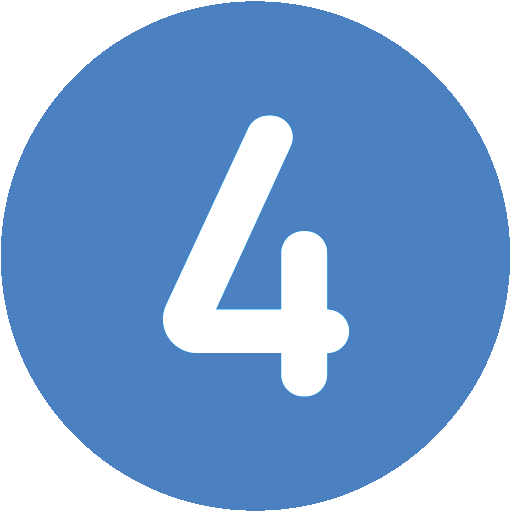 Blue circular icon with white number 4 illustrating TM Exterior Solutions process steps